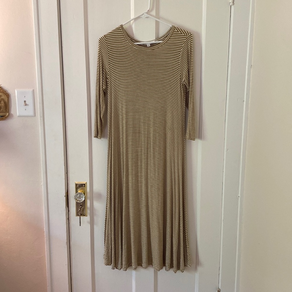 [Downesast] Yellow White Striped Dress